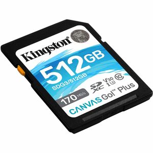 Kingston Canvas Go! Plus 512 GB Class 10/UHS-I (U3) V30 SDXC - 170 MB/s Read - 90 MB/s Write