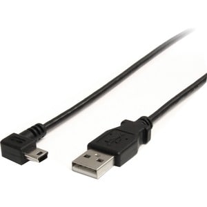 StarTech.com 3 ft Mini USB Cable - A to Right Angle Mini B - Cable for Digital Camera, Camcorder, Smartphone, Portable Har