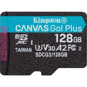 Kingston Canvas Go! Plus SDCG3 128 GB Class 10/UHS-I (U3) microSDXC - 170 MB/s Read - 90 MB/s Write