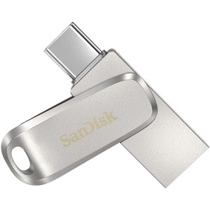 SanDisk Ultra Dual Drive Luxe 128 GB USB Type C, USB Type A Flash Drive - Stainless Steel - 150 MB/s Read Speed - 1 / Piece