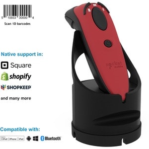 Socket Mobile DuraScan® D730, Laser Barcode Scanner, Red & Charging Dock - Wireless Connectivity - 15 ft (4572 mm) Scan Di
