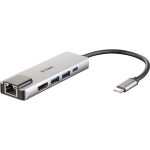 D-Link DUB-M520 USB-Typ C Docking Station für Notebook - Tragbar - 2 Unterstützte Displays - 4K - 3840 x 2160 - 2 x USB Ty