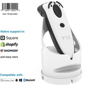 Socket Mobile DuraScan D730 Handheld Barcode Scanner - Wireless Connectivity - White - 4.57 m Scan Distance - 1D - Laser