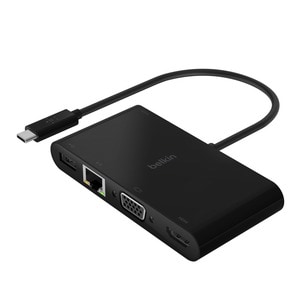 Belkin USB-C Multiport Adapter, USB-C to HDMI - USB A 3.0 - VGA, up to 100W Power Delivery, up 4k Resolution - for Noteboo