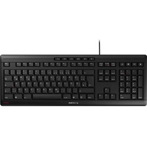 CHERRY STREAM Keyboard - Cable Connectivity - USB Interface - English (UK) - Black - Rubber Dome Keyswitch - 105 Key(s) - 