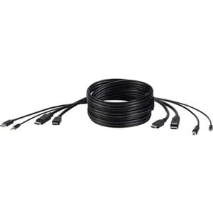 Belkin TAA DUAL (1) HDMI-HDMI (1) DP-DP/USB/AU CBL - 10 ft DisplayPort/HDMI/Mini-phone/USB KVM Cable for KVM Switch, Compu