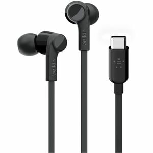 Belkin SOUNDFORM Wired Earbud Stereo Earset - Black - Binaural - In-ear - 121.9 cm Cable - USB Type C