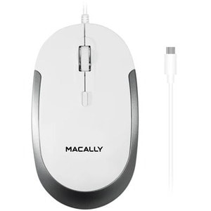 Macally USB-C Optical Quiet Click Mouse for Mac/PC - Optical - Cable - USB Type C - 2400 dpi - Scroll Wheel - Symmetrical