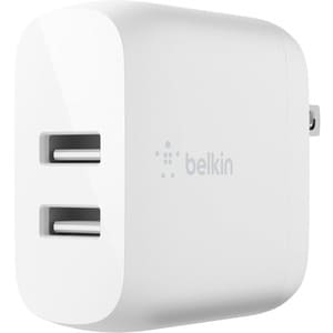 Belkin BoostCharge Dual USB-A Wall Charger 24W + Lightning to USB-A Cable - Power Adapter - 24 W - 4.80 A Output - White