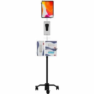 CTA Digital Compact Security Gooseneck Floor Stand for 7-13 Inch Tablets with Sanitizing Station & Automatic Soap Dispense