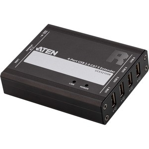 ATEN 4-port USB 2.0 CAT 5 Extender (100m) - 3.94" Range - 2 x Network (RJ-45) - 7 x USB - Twisted Pair - Category 5 - Rack