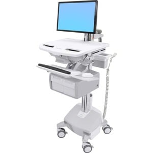 Ergotron StyleView Medical Cart - 2 Drawer - 33 kg Capacity - 4 Casters - Plastic, Aluminium