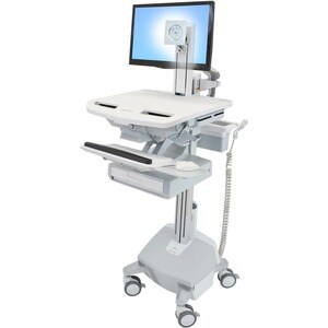 Ergotron StyleView Medical Cart - TAA Compliant - 1 Drawer - Push/Pull Handle - 14.97 kg Capacity - 4 Casters - Aluminium