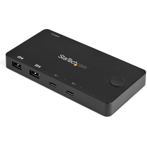 StarTech.com 2 Port USB C KVM Switch - 4K 60Hz HDMI - Compact UHD Desktop KVM Switch w/USB Type C Cables - Bus Powered Mac