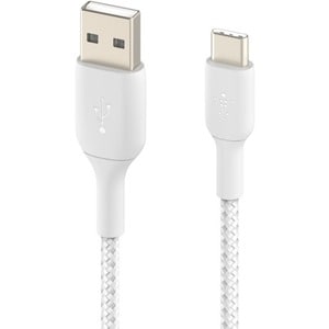 Belkin Braided USB-C to USB-A Cable (1m / 3.3ft, White) - 1.01 m USB-C/USB-A Data Transfer Cable for Smartphone, Tablet, N