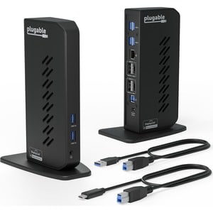 Plugable USB 3.0 and USB-C Dual 4K Display Docking Station with DisplayPort and HDMI for Windows and Mac - (Dual 4K Displa