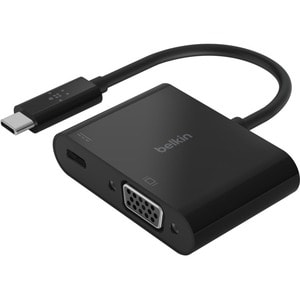 Belkin USB-C to VGA + Charge Adapter - 1 x Type C USB Male - 1 x 15-pin HD-15 VGA Female, 1 x USB Type C Power Female - 19