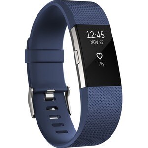 Fitbit Charge 2 Smart Band - Blue, Silver Body Color - Elastomer, Stainless Steel Body Material - Accelerometer, Altimeter