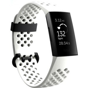 Fitbit Charge 3 Smart Band - Frost White, Graphite Aluminum Body Color - Leather, Aluminium Body Material - Woven, Elastom