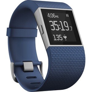 Fitbit Surge GPS Watch - Blue Body Color - Elastomer, Stainless Steel Body Material - Optical Heart Rate Sensor, Accelerom
