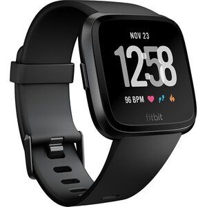 Fitbit Versa Smart Watch - Rectangular Case Shape - 24.07 mm Case Height - 24.07 mm Case Width - Black, Black Aluminium Bo