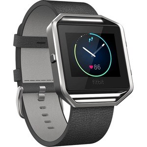 Fitbit Sleep/Activity Monitor Wristband - Black - Leather, Stainless Steel