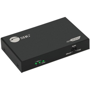 SIIG 2 Port HDMI 2.0 4K @60Hz HDR Splitter with EDID & Downscaler - Metal Housing for Stable & Reliable Performance - 18Gb