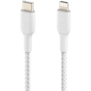 Belkin Braided USB-C to Lightning Cable (2m / 6.6ft, White) - 2.01 m Lightning/USB-C Data Transfer Cable for iPad, iPad Pr