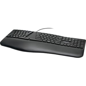 Kensington Pro Fit Ergo Wired Keyboard - Cable Connectivity - USB Type A Interface - Windows, ChromeOS, Mac OS - Black