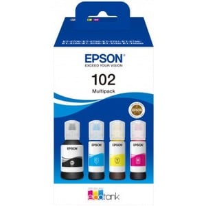 102, Ecotank Multipack 4-colori flacone di inchiostro Nero, Ciano, Magenta, Giallo, da 65 ml;102 EcoTank 4-colour Multipack