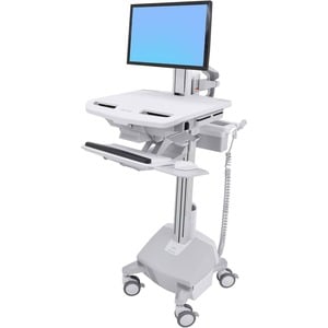 Ergotron StyleView Medical Trolley - Push/Pull Handle - 14.10 kg Capacity - 4 Casters - Aluminium - White, Grey