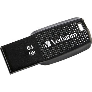 Verbatim 64GB Ergo USB Flash Drive - Black - The Verbatim Ergo USB drive features an ergonomic design for in-hand comfort 