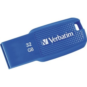 Verbatim 32GB Ergo USB 3.0 Flash Drive - Blue - The Verbatim Ergo USB drive features an ergonomic design for in-hand comfo