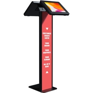 CTA Digital Customizable Dual Enclosure Locking Floor Stand Kiosk with Graphic Card Slot for Branding for 10.2" iPad 7th/ 