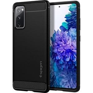 Spigen Rugged Armor Rugged Case for Samsung Galaxy S20 FE Smartphone - Textured With Carbon Fiber - Matte Black - Glossy, 