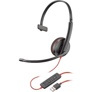 Poly Blackwire 3210 Wired Over-the-head Mono Headset - Monaural - Supra-aural - 20 Hz to 20 kHz - Noise Reduction, Noise C