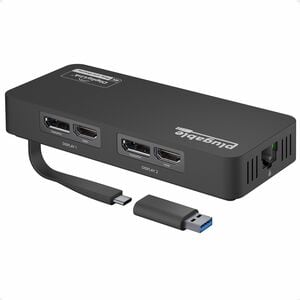Plugable 4K DisplayPort and HDMI Dual Monitor Adapter for USB 3.0 and USB-C - Compatible with Windows and ChromeOS