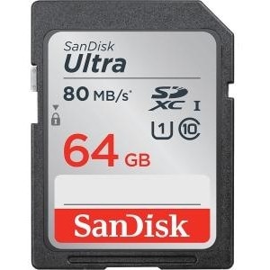 SanDisk Ultra 64 GB Class 10/UHS-I (U1) SDXC - 80 MB/s Read