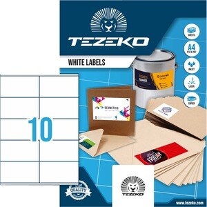 TEZEKO Multipurpose Label - Rectangle - Inkjet, Laser - White - Paper - 10 / Sheet - 100 Total Sheets - 1000 / Box