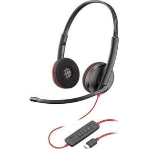 Plantronics Blackwire 有线 头戴式 立体声 耳机 - 黑 - 双声道 - 上耳式 - 20 Hz 到 20 kHz - 降噪 麦克风 - A 型 USB