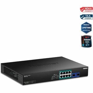 TRENDnet TPE-BG102g- 10-Port Gigabit 240W PoE++ Switch with 4 x 95W PoE++ Ports- 4 x 30W PoE+ Ports- 2 Gigabit SFP Slots, 