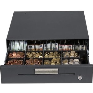 ANKER MDX43 Kassenlade - 5 Banknotenfächer - 8 Münzfächer - Edelstahl - Anthrazit - 92,5 mm Höhe x 420 mm Breite x 415 mm 
