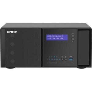 QNAP QGD QGD-3014-16PT 18 Ports Manageable Ethernet Switch - 2 Layer Supported - Modular - 2 SFP Slots - 250 W Power Consumption - 140 W PoE Budget - Twisted Pair, Optical Fiber - PoE Ports - Rack-mountable