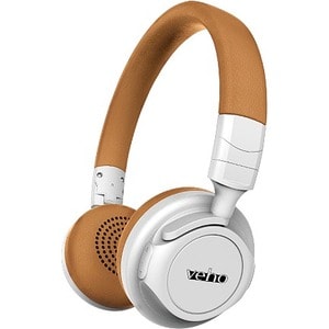 Veho Monaco VEP-023-ZB5-W Wired/Wireless Over-the-head Stereo Headset - White, Tan - Binaural - Circumaural - 1000 cm - Bl