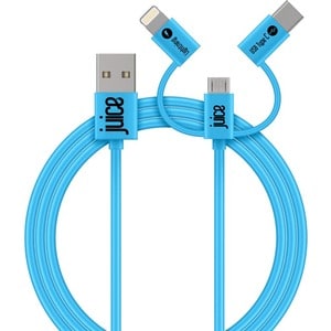 JUICE 1 m Lightning/Micro-USB/USB-C Data Transfer Cable - First End: Lightning, USB Type C - Second End: Micro USB