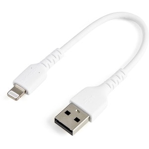 StarTech.com 6 inch/15cm Durable White USB-A to Lightning Cable, Rugged Heavy Duty Charging/Sync Cable for Apple iPhone/iP