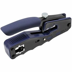 Eaton Tripp Lite Series Crimping Tool with Cable Stripper for Pass-Through RJ45 Plugs - Black, Blue - Non-slip Handle, Sec