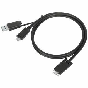 Targus 1M USB-C Male with Screw to USB-C Male Cable with USB-A Tether - 3.3 ft (1 m) USB/USB-C Data Transfer Cable for Doc