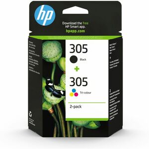 HP 305 Original Inkjet Ink Cartridge - Tri-colour - 2 / Pack - 2.2 mL Black, 2 mL Tri-color