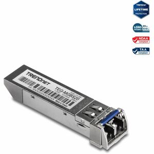 TRENDnet TEG-MGBS20 SFP (mini-GBIC) - 1 x LC Duplex 1000Base-X Network - TAA Compliant - For Optical Network, Data Network
